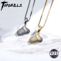 TOPGRILLZ 100 925 Sterling Silver Ice Cream Pendant Necklace AAA+ Cubic Zirconia Necklace Fashion Charm Gift Jewelry For Women