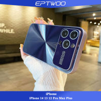 EPTWOO เคสโทรศัพท์ดีไซน์หน้าต่างขนาดใหญ่สำหรับ iPhone 14 13 12 Pro Max Plus ในตัวเคสกันกระแทกเลนส์กระจกส่องแสงเป็นประกายระยิบระยับสุดหรูเลเซอร์ออโรร่าสีทึบฝาหลังกันกระแทกสำหรับผู้ชายผู้หญิง