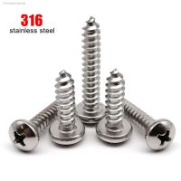 ◙┋ 10/50pc M2 M2.5 M3 M3.5 M4 M5 M6 Marine Grade 316 A4 Stainless Steel GB845 Cross Phillips Pan Round Head Self-tapping Wood Screw