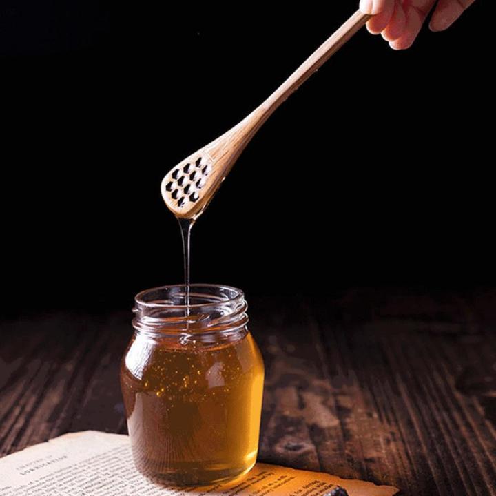 น้ำผึ้งกวนช้อนแฮนด์เมดด้ามยาวสไตล์ญี่ปุ่นวินเทจไม้กาแฟผสมกวนติดครัวบาร์ช้อนส้อม