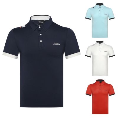 Summer new short-sleeved T-shirt golf clothing mens outdoor quick-drying sports leisure golf top lapel POLO shirt Le Coq FootJoy Mizuno PING1 Amazingcre DESCENNTE ANEW✚♂