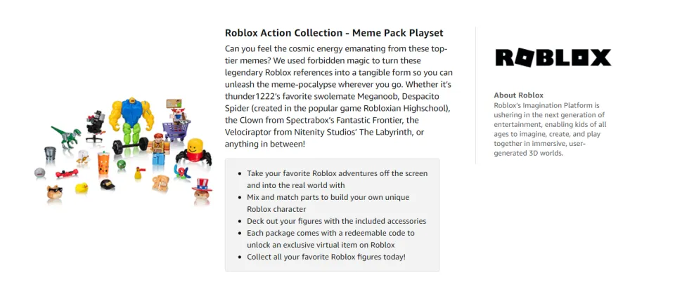 Roblox Meme Pack Action Figure Playset with Virtual Code