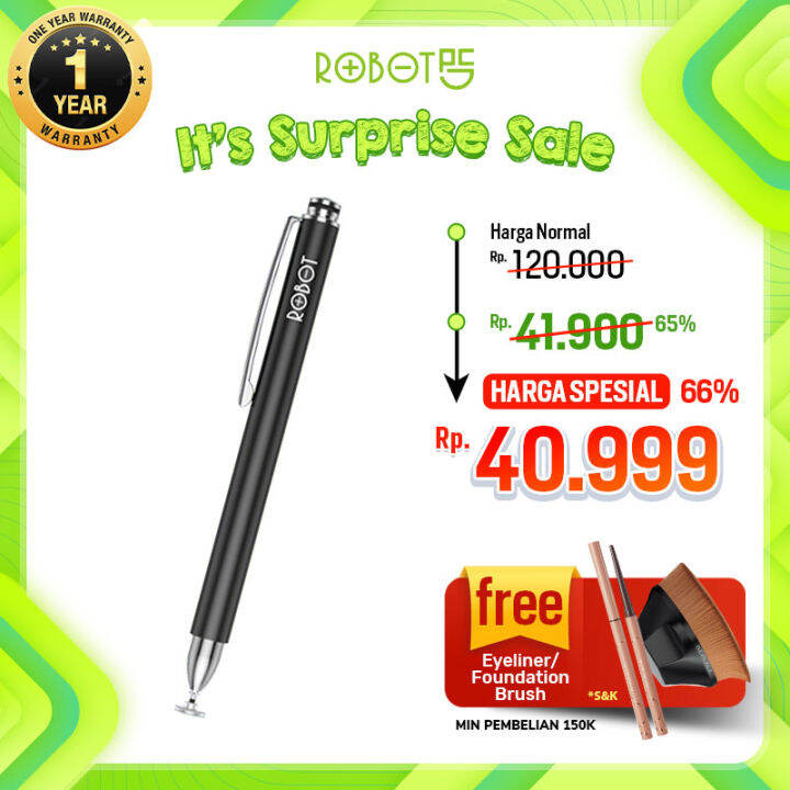 ROBOT RSP02 Universal Capasitive Stylus Pen Black For Mobile dan Tablet ...