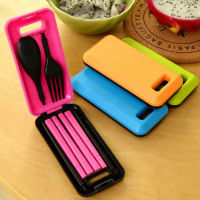 1 set portable folding travel dinnerware spoon chopsticks fork for outdoor camping picnic kids ideal bento lunch tableware