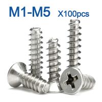 100pcs/ lot Cross Recessed Countersunk Head Self-tapping Screws Nickel Plated Carbon Steel M1 M2 M2.6 M3 M4 Flat Phillips Screw Screw Nut Drivers