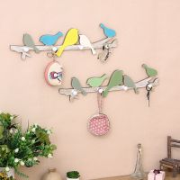 Creative Colorful Bird Wood Shelf Clothes Cat Storage Rack Key Holder Wall Hanging Organizer Wall Wrap Coat Hat Hook Home Decor Picture Hangers Hooks