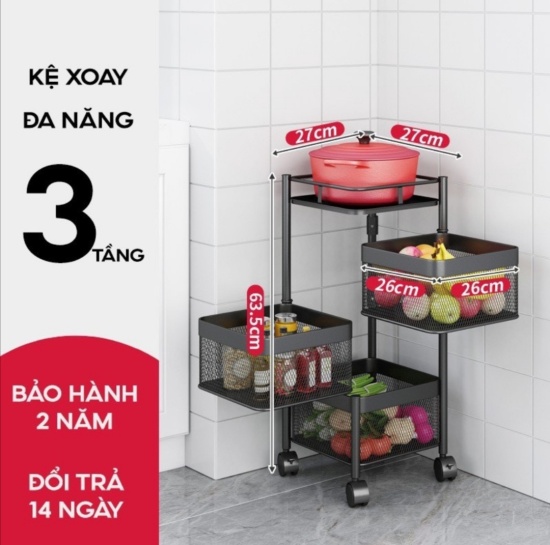 Kệ xoay vuông đựng đồ đa năng 360 độ. mẫu 3 - 4 - ảnh sản phẩm 3