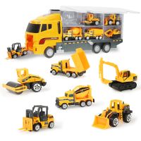 6pcs/set Diecast Mini Alloy Construction Vehicle Engineering Car Dump-car Dump Truck Model Classic Toy Mini Gift for Boy Die-Cast Vehicles