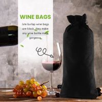 10Pcs Jute Burlap Wine Bags Drawstring, Hessian Cloth Bottle Gift Bags for Blind Taste Halloween Party Holiday Giving