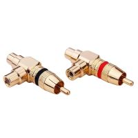 RCA Jack 1 Male To 2 RCA Female Speaker Audio Converter T Type Gold Plated Copper RCA AV Socket Speakers Plugs Adapters