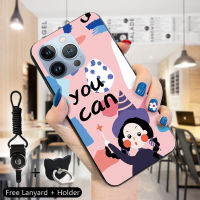 GGK เคสสำหรับ Apple iPhone 15 Pro Max 15 15 Pro แหวนใส่นิ้วสายคล้องคอลายการ์ตูนน่ารักเคสโทรศัพท์สำหรับหญิงสาวน่ารักกีฬาการ์ตูนคุณสามารถน่ารักซิลิโคนนิ่มฝาครอบด้านหลังโทรศัพท์ป้องกัน TPU