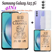 (4ใน1) สำหรับ Samsung Galaxy A25ฟิล์มเซรามิกหน้าจอ5กรัม Samsung Galaxy A23 A24 5กรัม A54 A34 2ชิ้นฟิล์มกระจกเทมเปอร์เซรามิก + 1ฟิล์มเลนส์ + 1ฟิล์มด้านหลัง