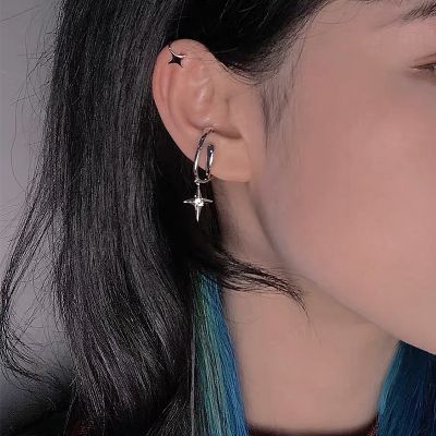 [COD] Gumao High-end geometric ear bone clip female trendy punk style cross with diamonds without pierced