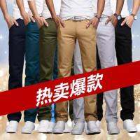 COD SDFERTREWWE Mens Korean Slim Fit Casual Black Pants Cotton Long Seluar Chinos Trousers