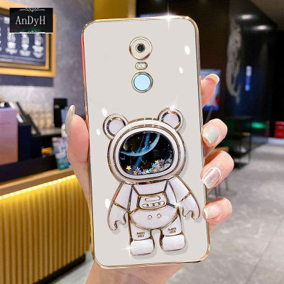 AnDyH Phone Case For Xiaomi Redmi 5 Plus 6D Straight Edge PlatingQuicksand Astronauts space Bracket Soft Luxury High Quality New Protection Design