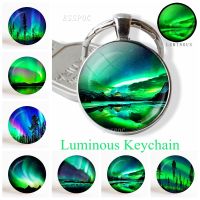 【CW】☇  Lights Photo Round Keychain Glass Jewelry Supply for Pendant Fashion Chain