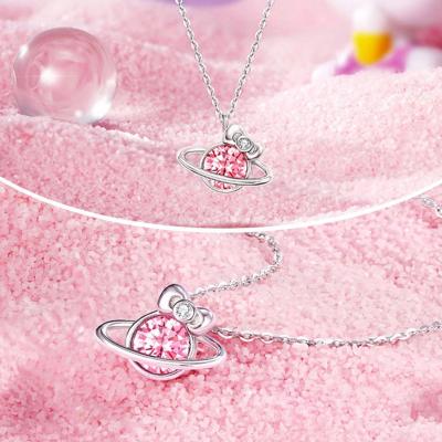 Sanrio Hellokitty Necklace Kawaii Pink Planet Korean Of Personalized Chain Clavicle Version Gift Birthday Couple Simple Bestie P5T9
