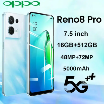 OPP0 Reno8 Pro 5G โทรศัพท์มือถือ 16GB+512GB จอ7.5นิ้ว แบตเตอรี่ 5000mAh รองรับ2ซิม เครื่องประกันร้าน12เดือน