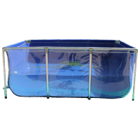 Hi-quality Tarpaulin Aquarium Fish Tank Childrens Swimming Pool Water Pond+High Strength Stainless Steel Bracket Upgrade Type