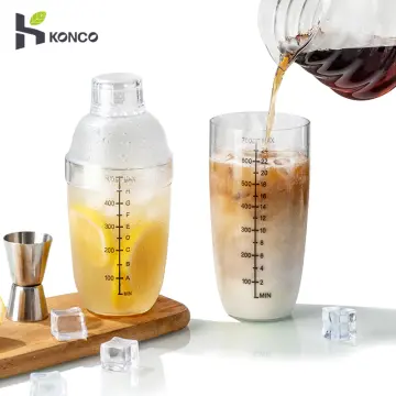 350ml Plastic Cocktail Shaker Cup Scale Wine Beverage Mixer Drink