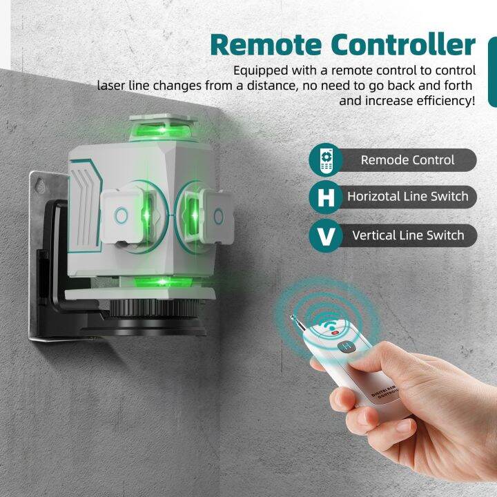 decteam-4d-เลเซอร์ปรับระดับตัวเอง16เส้น-อุปกรณ์เลเซอร์ควบคุมระยะไกลระดับสีเขียวพร้อมกระเป๋าเคสแข็งสำหรับพื้นกระเบื้อง