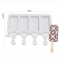 4 Cavities Ice Cube Maker Popsicle Making Tool For DIY Cake Mousse Dessert Ice Cream Mold Homemade Popsicle Molds