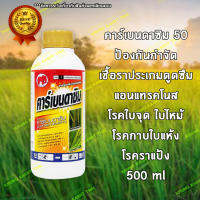 คาร์เบนดาซิม 500 ml (carbendazim) 50% SC ป้องกันกำจัดโรคพืช เช่น โรคใบไหม้,โรคกาบใบแห้ง โรคใบจุดสีน้ำตาล ขนาด 500 ml