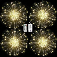 Remote LED Exploding Star Fireworks String Lights Outdoor 8 Modes Christmas Garland Fairy Lights for Party Bar Garden Decoration