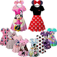 Mouse เครื่องแต่งกายน่ารัก Mickey 3D พิมพ์ลายการ์ตูนสัตว์เด็กกระโปรงแขนสั้น Slim Fit Girl Dress