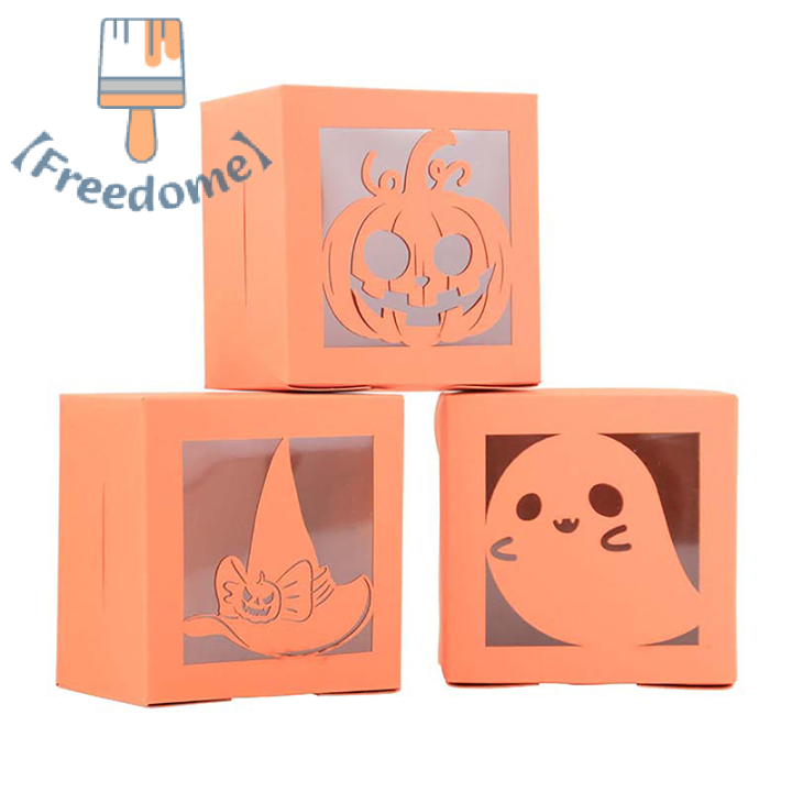 freedome-กล่องใส่ขนมฮาโลวีน5ชิ้นกล่องกระดาษของขวัญคุกกี้ช็อกโกแลตกล่องทำมือสำหรับเด็กอุปกรณ์งานปาร์ตี้