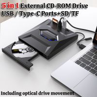 5 IN 1 USB 3.0 Type C ภายนอก CD DVD RW VCD Optical Drive Sdtf พอร์ต DVD Burner CD Writer แบบพกพาสำหรับ แล็ปท็อป PC