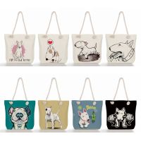 【jw】♣  School Shoulder Color Painting Terrier Dog Print Tote Capacity Shopping Handbags