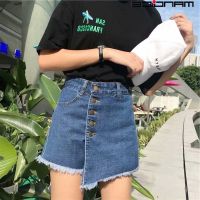 COD ETPZ1CS V SHOP High Waist Cowboy Shorts Woman Summer Student More Button Easy False Short Skirt Flash Tide