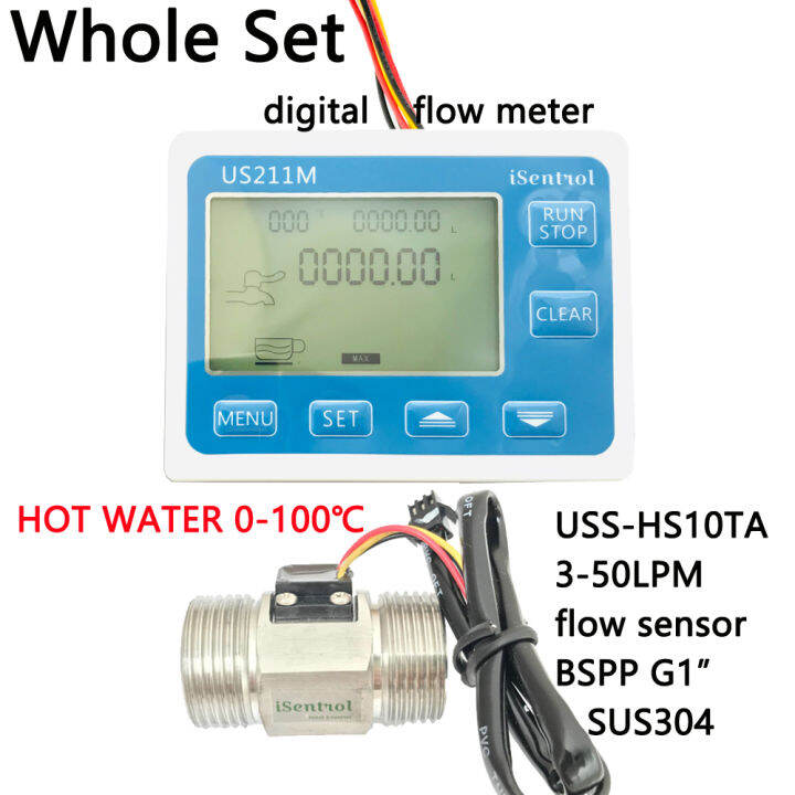 Hot Water Us211m Digital Water Flow Meter With Sus304 Stainless Steel G1 Uss Hs10ta 3 50lmin 3032