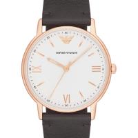 นาฬิกาหนังผู้ชาย Emporio Armani Kappa White Dial Dark Brown AR11011