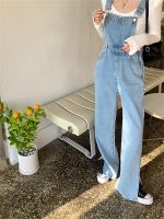 Denim Jumpsuits for Women 2023 Fashion Vintage Split Jumpsuit Chic Streetwear Solid Straight Wide Leg Jumpsuit Women