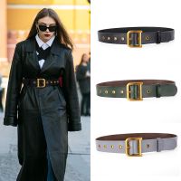 Ladies Belt Leather Cowhide with Coat 3.7CM Wide Girdle Outer Dress Belt Female D-shaped Alloy Buckle Fashion Designer Belt Belts