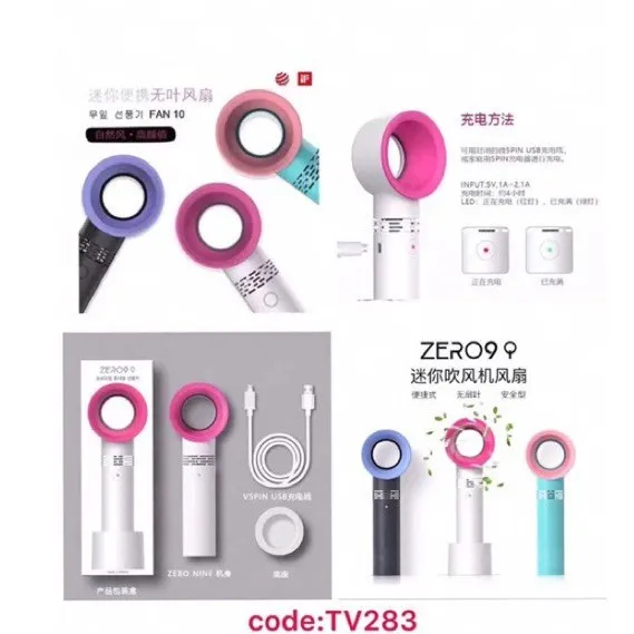 Portable Bladeless Hand Held Cooler Fan USB No Leaf Handy Summer Fan 