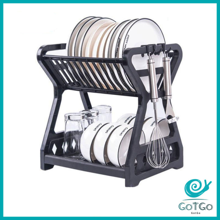 gotgo-ชั้นวางจานอเนกประสงค์-ชั้นวางจาน-พลาสติก-ย้ายง่าย-drain-bowl-rack-สปอตสินค้า