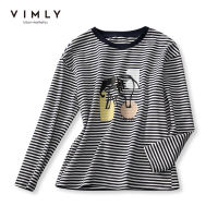 VIMLY T Shirt for Women 2021 Autumn Cotton Comfortable Long Sleeve Printed Loose Tops Casual T-shirts Female Clothing F8753