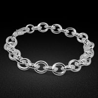 New Neutral 925 Sterling Silver Bracelet Simple Style Chain Bracelet Men Solid Silver Jewelry Birthday Present Free Shipping