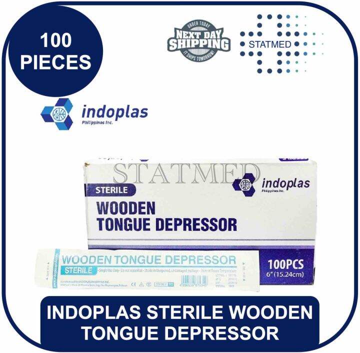 INDOPLAS Sterile Wooden Tongue Depressor 1 box [100 pieces] | Lazada PH