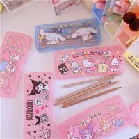 №✧♈ Cute Transparent Plastic Fashion INS Pencil Case Stationery Organizer Cartoon Pencil Box Kawaii Pencilcase School Pen Case