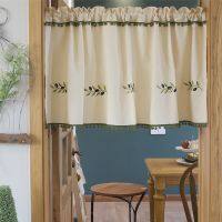 【HOT】☃❧♧ Pastoral Embroidery Short Curtain for Door Cupboard With Tassel Bottom D