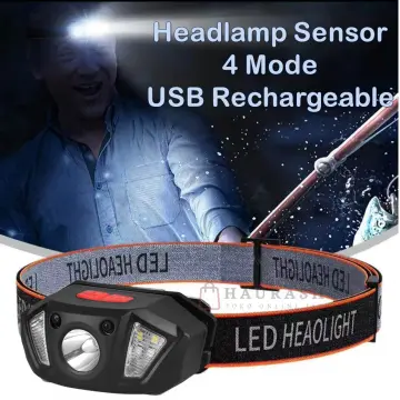 Jual Senter LED Kepala Headlamp Rechargeable USB Motion Sensor XPE