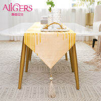 Avigers Luxury Modern Striped Table Runners with Tassels Home Decorative for Wedding Party Home Ho Navy Blue Gray Yellow