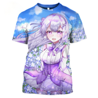 Re: ZERO Emilia 3D พิมพ์อะนิเมะ T เสื้อฤดูร้อน unisex แขนสั้นเสื้อยืด TOP Tees สุภาพสตรี Harajuku Casual hip hop streetwear