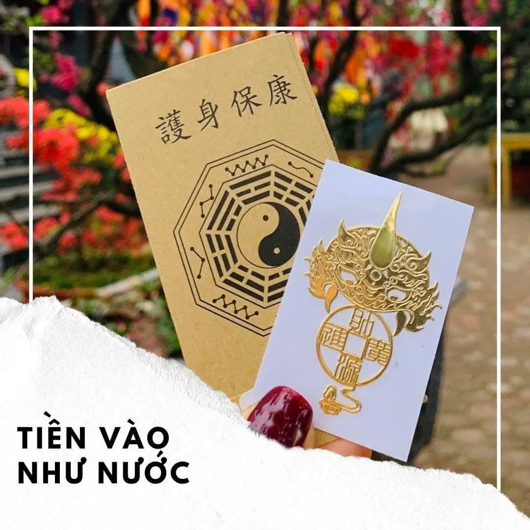 Bộ 4 Linh Phù - Thần Tài Cầm Búa + Tiền Vào Như Nước + Hồ Ly