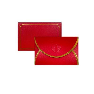 50Pcs Gift Card Envelopes with Love Buckle Envelopes with Gold Border for Note Cards, Wedding Red