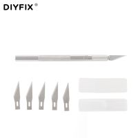 【YF】 DIYFIX Metal Scalpel Non-slip Cutter Engraving Craft Knives   6pcs Blades Mobile Phone Laptop PCB Repair Hand Tools